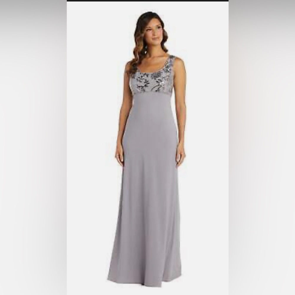 BRAND NEW Grey with Silver Sequin and Lace R&M RICHARDS DRESS SIZE 6 - Picture 8 of 11